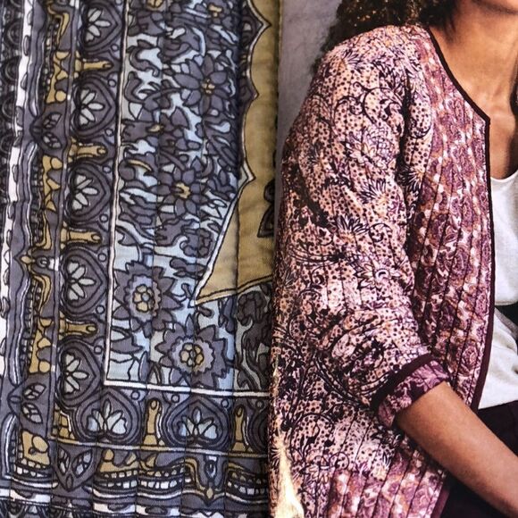 REVERSIBLE QUILTED lightweight jacket, pit to pit 24 1/2” Large Preworn - Picture 16 of 16